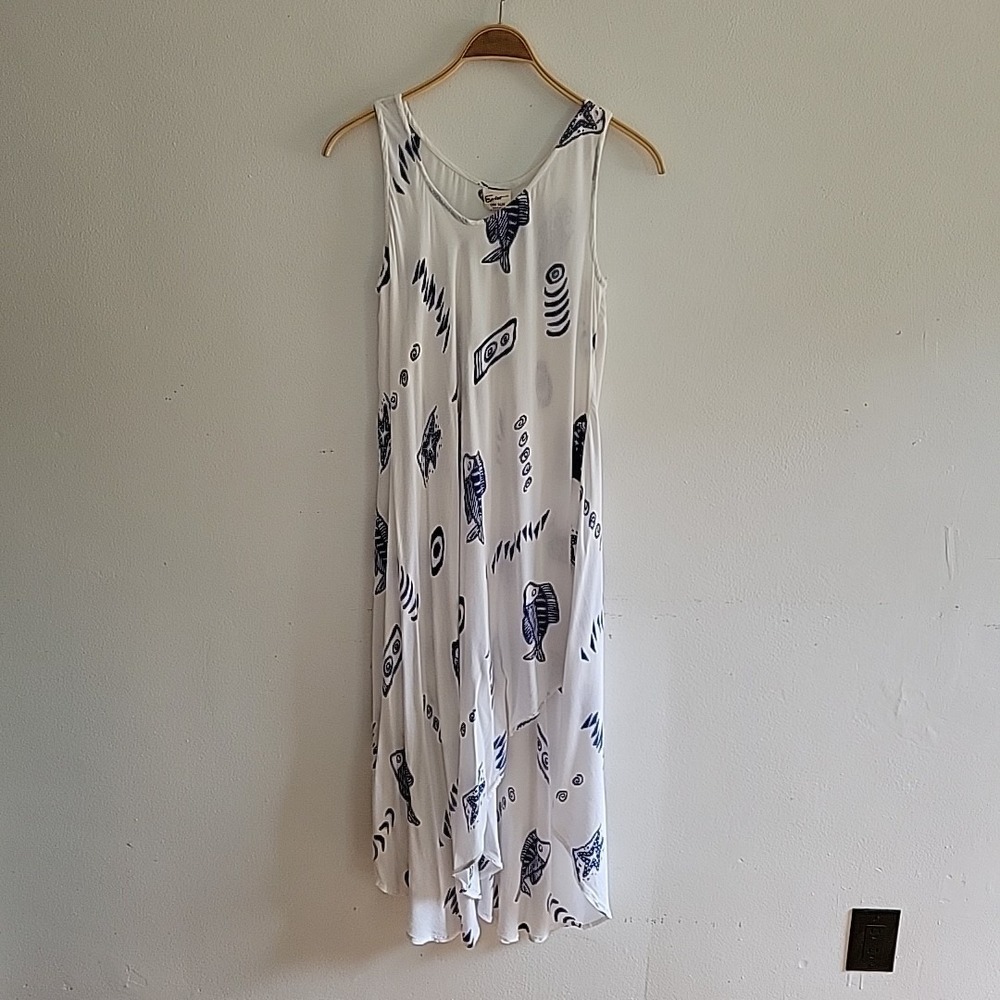 Exist Sports Line Fish Print Dress One‎ Size Beachy Boho Casual Coastal Resort